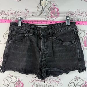 Free People shorts jeans distressed look Black Washed Denim Cutoff Shorts